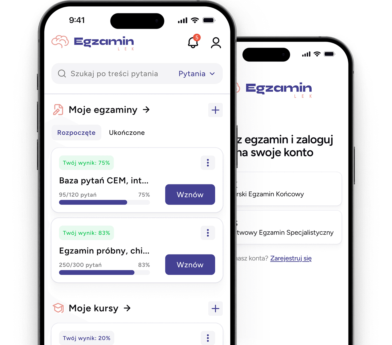 Aplikacja Egzamin LEK na telefonie